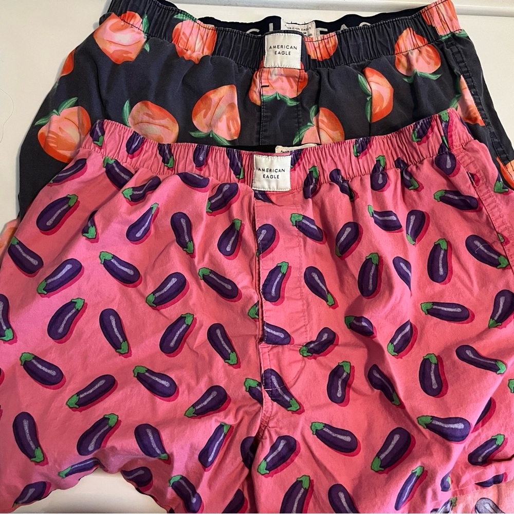 American Eagle Peach and Eggplant Print Boxers